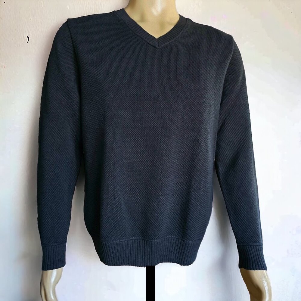 John Bartlett Consensus Black V-Neck Sweater Size… - image 1